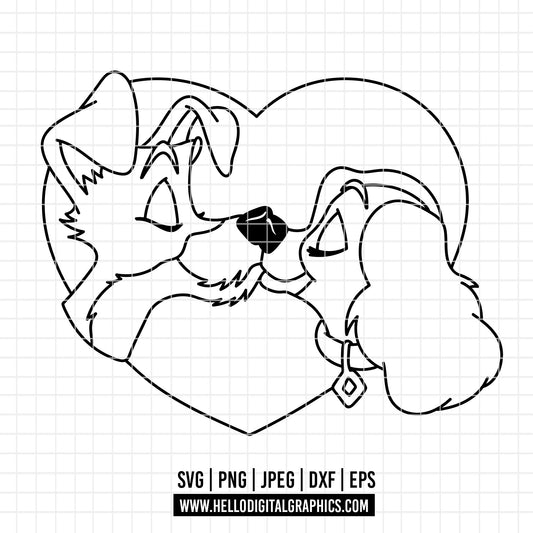 COD3687 - Lady and the Tramp - Digital Download, Instant Download, svg, dxf, eps & png