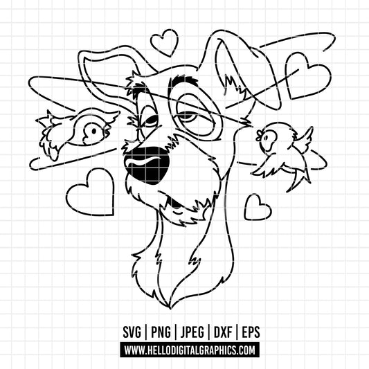 COD3689 - Lady and the Tramp - Digital Download, Instant Download, svg, dxf, eps & png