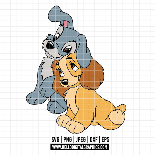 COD3690 - Lady and the Tramp - Digital Download, Instant Download, svg, dxf, eps & png