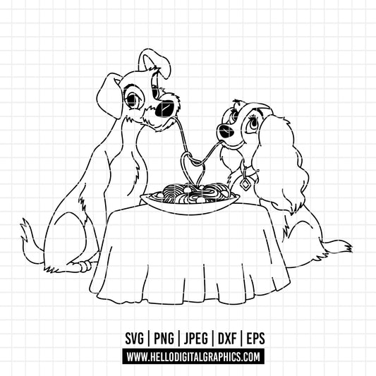 COD3691 - Lady and the Tramp - Digital Download, Instant Download, svg, dxf, eps & png