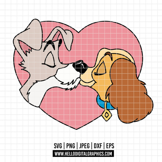 COD3705 - Lady and the Tramp - Digital Download, Instant Download, svg, dxf, eps & png