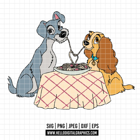 COD3713 - Lady and the Tramp - Digital Download, Instant Download, svg, dxf, eps & png