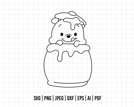 COD387-Winnie the pooh svg, winnie the pooh baby svg, outline, disney svg, Pooh face svg, bear Png