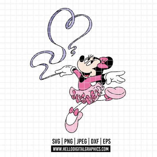 COD3912 - Minnie ballet svg, minnie svg, minnie lineart, disney svg, Silhouette
