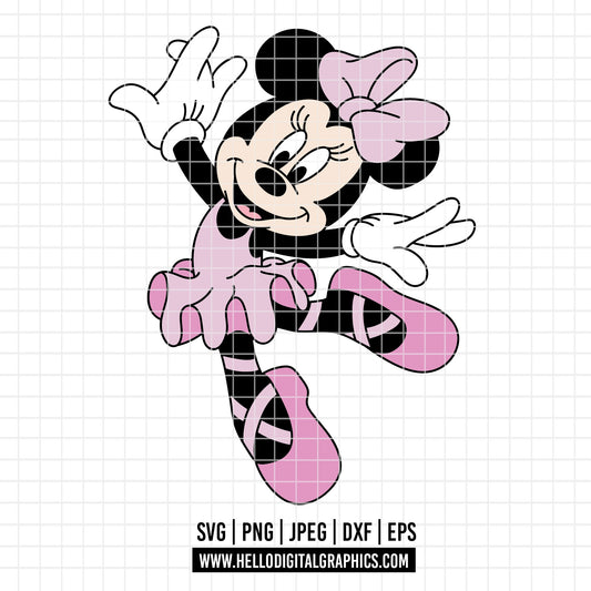 COD3913 - Minnie ballet svg, minnie svg, minnie lineart, disney svg, Silhouette