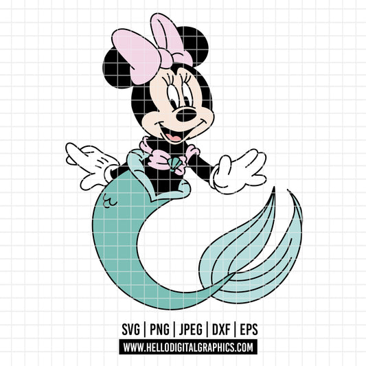 COD3917 - Minnie mermaid svg, Minnie svg, Spring svg, Disney svg, disneyland t shirt svg, Disney svg