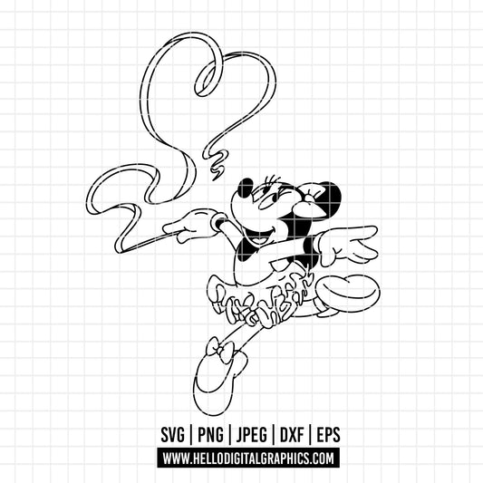 COD3943 - Minnie ballet svg, minnie svg, minnie lineart, disney svg, Silhouette