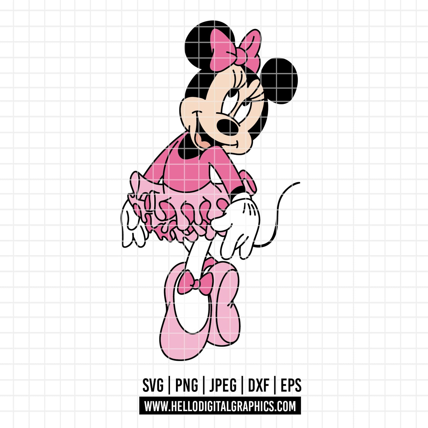 COD3944 - Minnie ballet svg, minnie svg, minnie lineart, disney svg, Silhouette