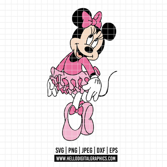 COD3944 - Minnie ballet svg, minnie svg, minnie lineart, disney svg, Silhouette