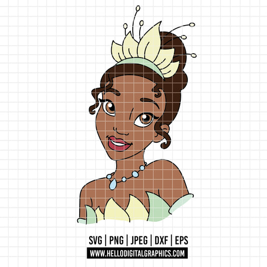 COD3974 - The Princess and the frog svg, tiana svg, frog svg, outline svg, cricut silhouette, Princess svg, Disney svg