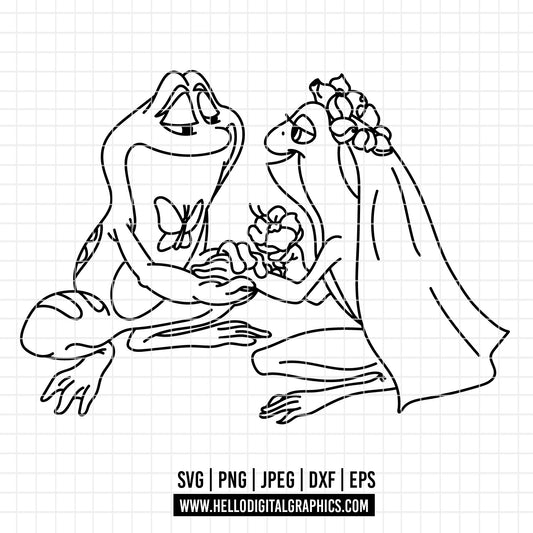 COD3975 - The Princess and the frog svg, tiana svg, frog svg, outline svg, cricut silhouette, Princess svg, Disney svg