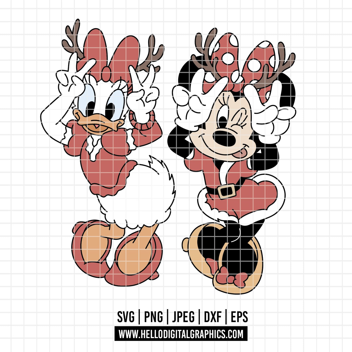 COD3978 - Minnie and daisy christmas svg, Disney svg, mickey svg, minnie svg, Silhouette, Cricut