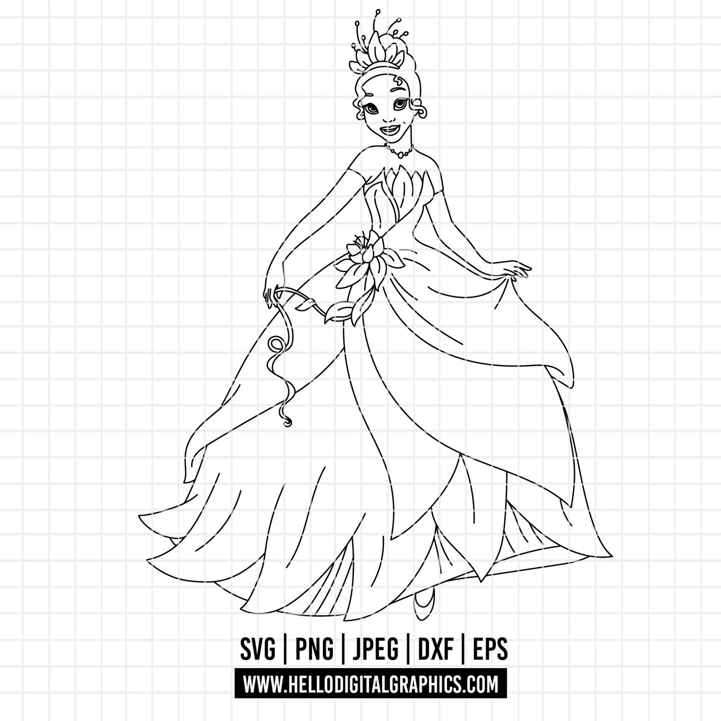 COD4010 - The frog and the Princess svg, tiana svg, frog svg, Princess Tiana with Frog, cricut silhouette, Princess svg