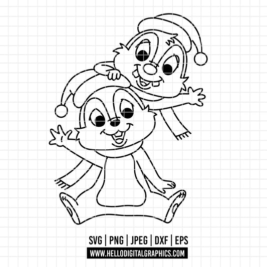 COD4131 - Chip and Dale Christmas Svg, chip Svg cut file for Cricut, Chip and Dale png, Double Trouble svg, png