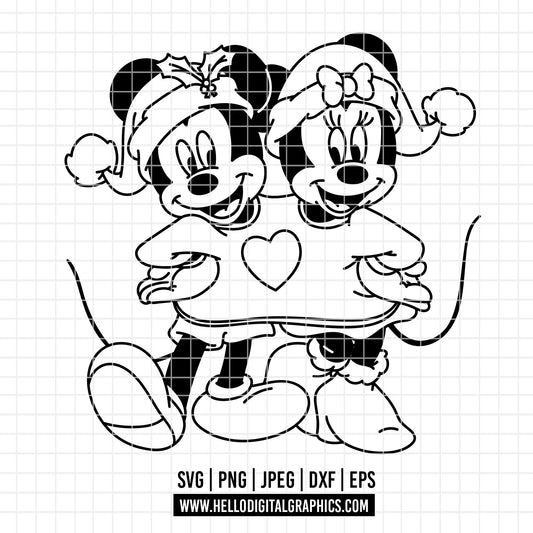 COD4133 - Mickey and minnie christmas svg, Disney svg, mickey svg, minnie svg, Silhouette, Cricut