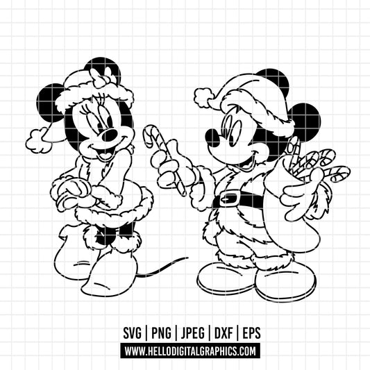 COD4134 - Mickey and minnie christmas svg, Disney svg, mickey svg, minnie svg, Silhouette, Cricut