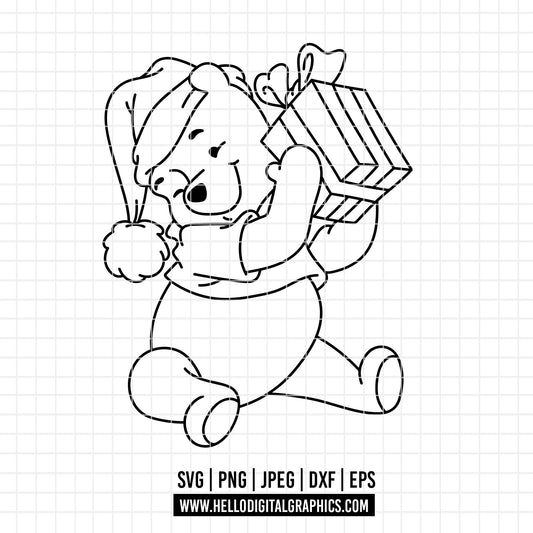 COD4148 - Christmas pooh svg, Winnie Pooh  svg, Winnie Pooh christmas cut file, disney svg, disney christmas svg