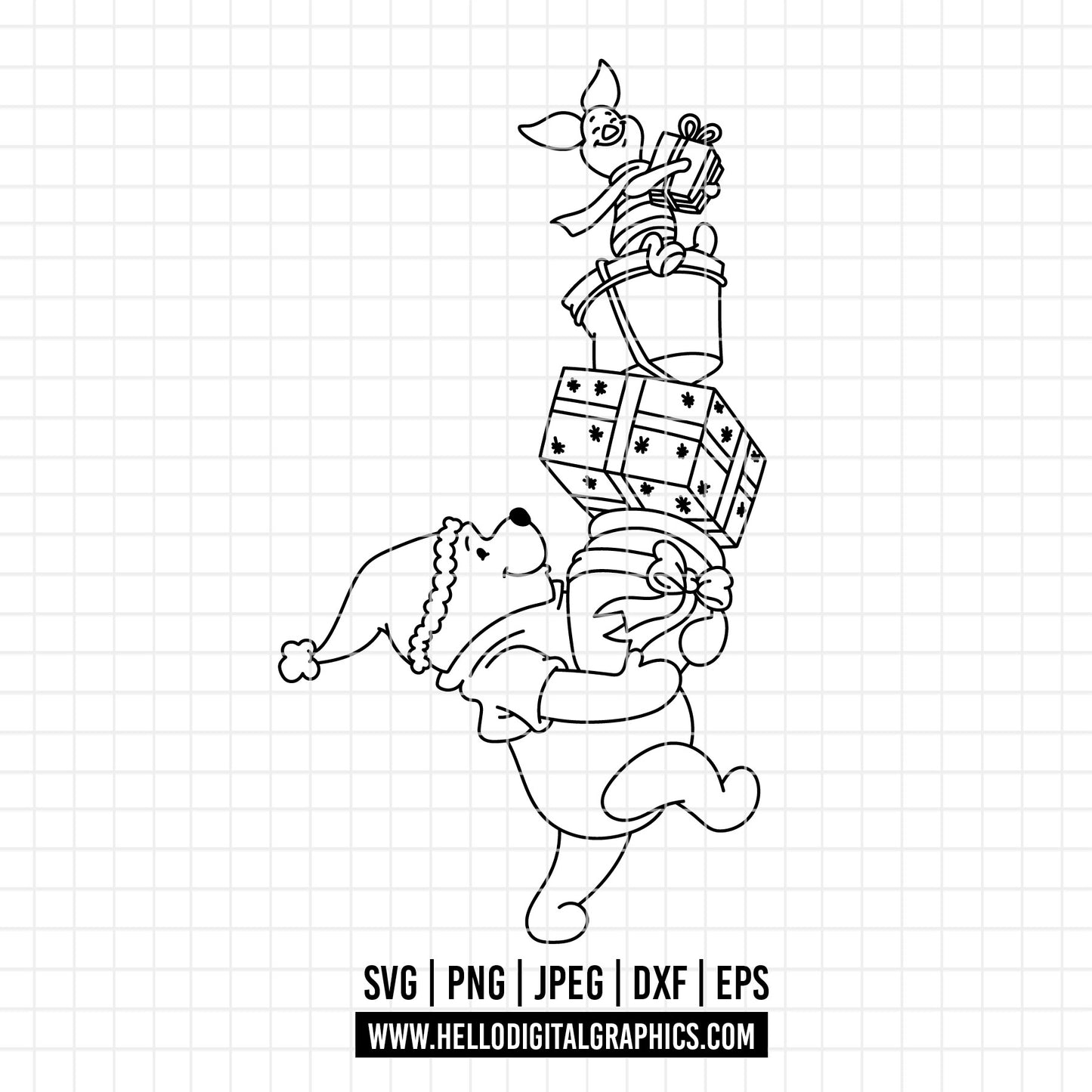 COD4150 - Christmas pooh svg, Winnie Pooh  svg, Winnie Pooh christmas cut file, disney svg, disney christmas svg