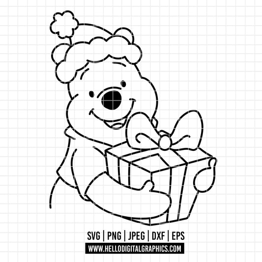 COD4152 - Christmas pooh svg, Winnie Pooh  svg, Winnie Pooh christmas cut file, disney svg, disney christmas svg