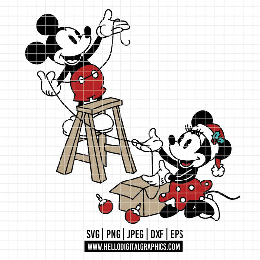 COD4160 - Mickey and minnie christmas svg, Disney svg, mickey svg, minnie svg, Silhouette, Cricut