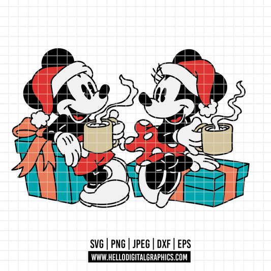 COD4161 - Mickey and minnie christmas svg, Disney svg, mickey svg, minnie svg, Silhouette, Cricut
