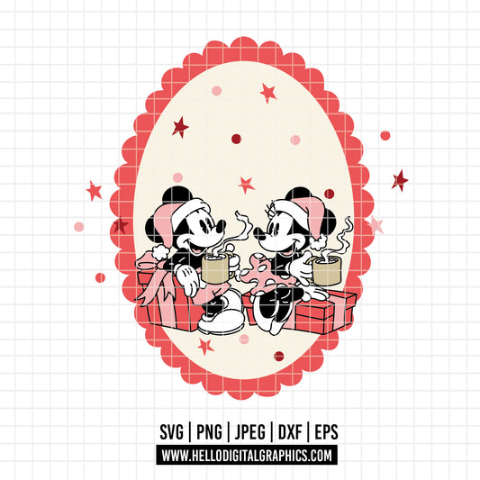COD4176 - Mickey and minnie christmas svg, Disney svg, mickey svg, minnie svg, Silhouette, Cricut