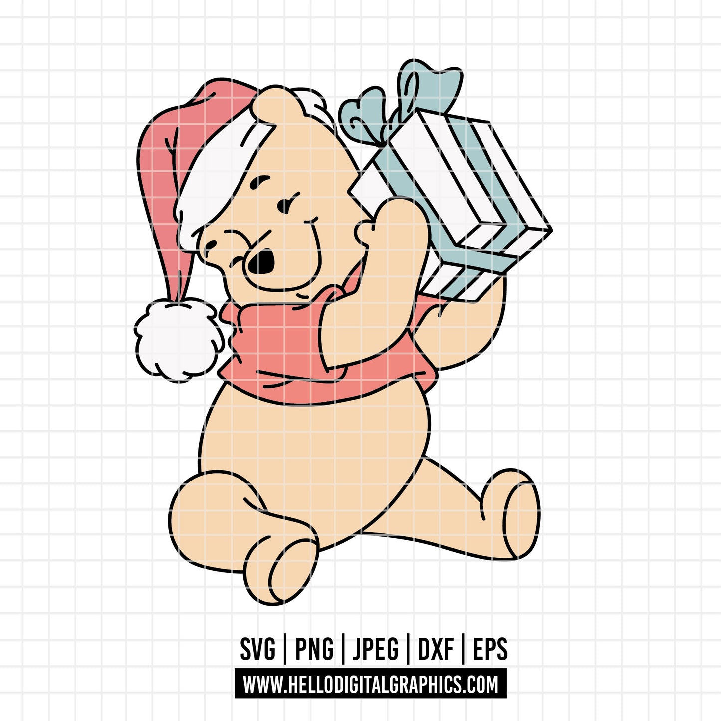 COD4189 - Christmas pooh svg, Winnie Pooh  svg, Winnie Pooh christmas cut file, disney svg, disney christmas sv