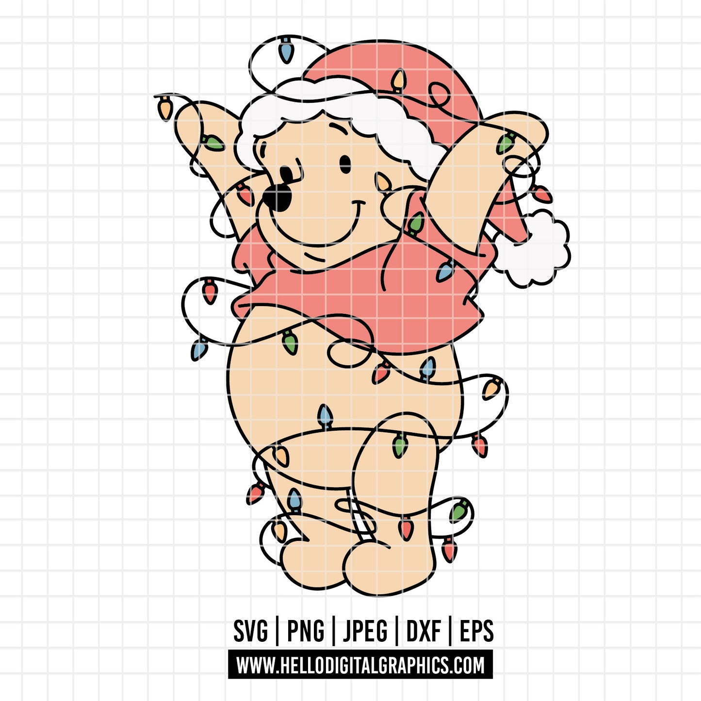COD4190 - Christmas pooh svg, Winnie Pooh  svg, Winnie Pooh christmas cut file, disney svg, disney christmas svg