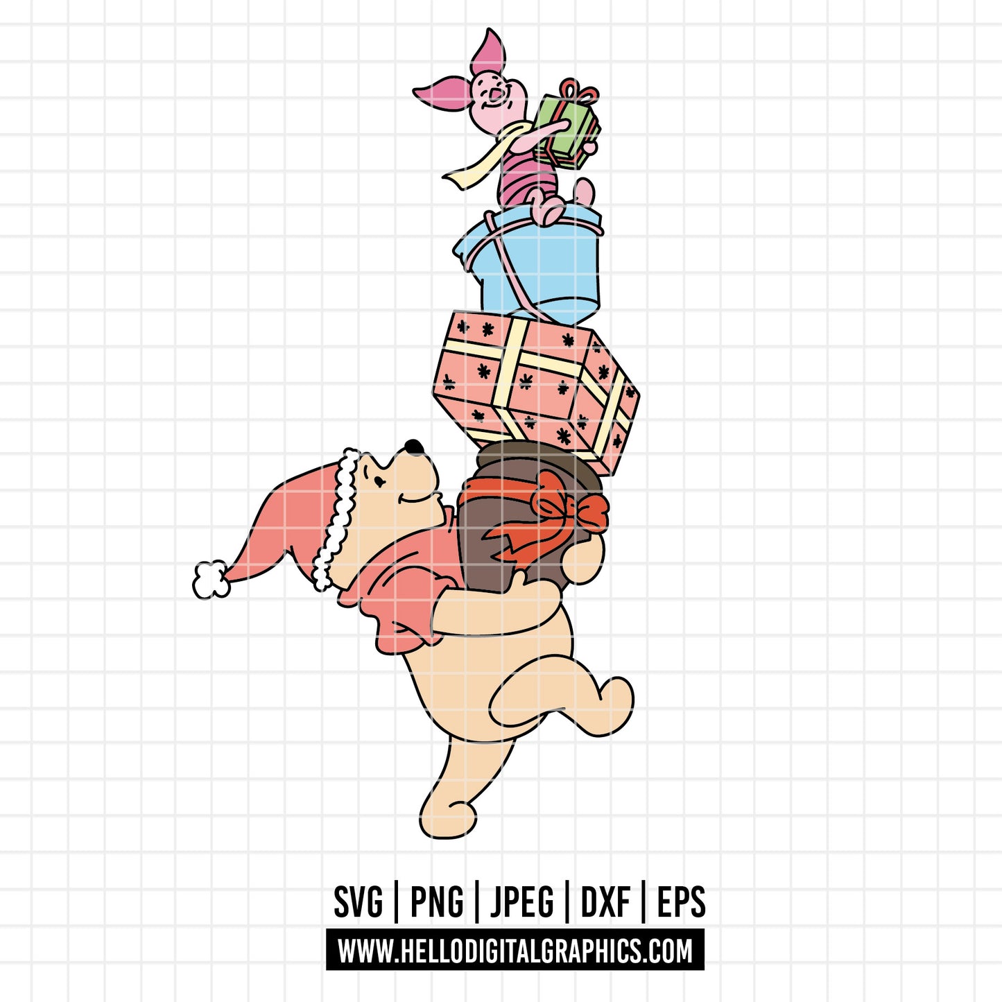 COD4191 - Christmas pooh svg, Winnie Pooh  svg, Winnie Pooh christmas cut file, disney svg, disney christmas svg