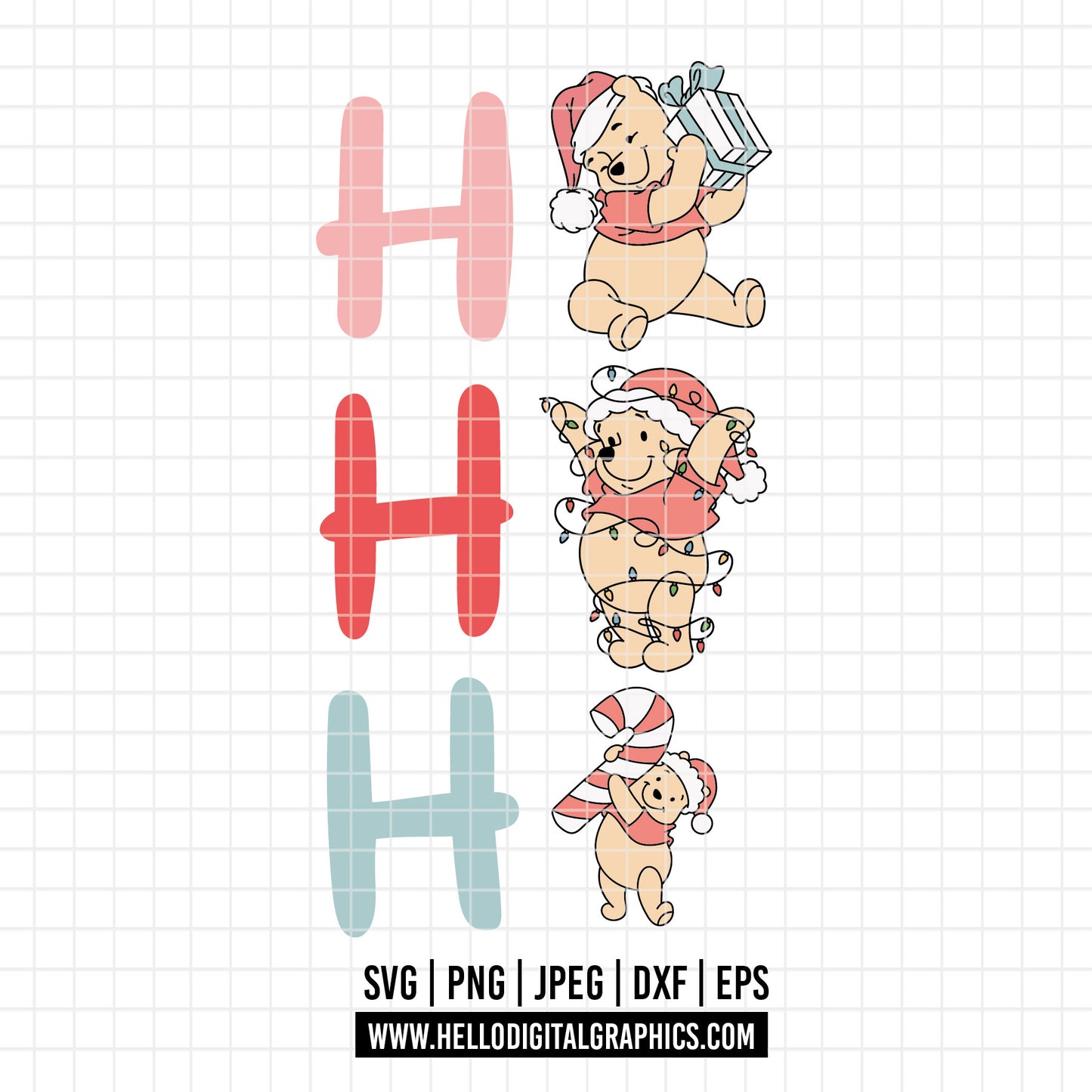 COD4215 - Christmas pooh svg, Winnie Pooh  svg, Winnie Pooh christmas cut file, disney svg, disney christmas svg