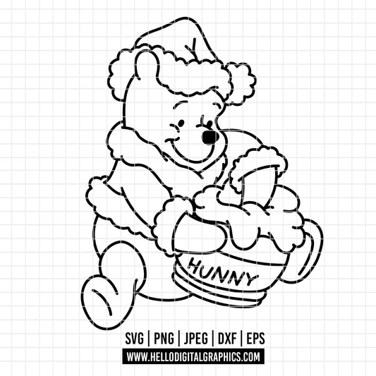 COD4216 - Pooh svg, Winnie Pooh  svg, Winnie Pooh christmas cut file, disney svg, disney christmas svg