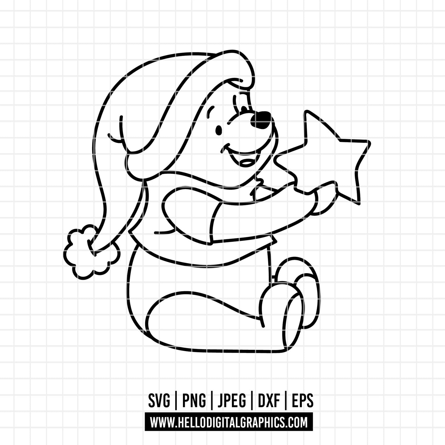 COD4217 - Pooh svg, Winnie Pooh  svg, Winnie Pooh christmas cut file, disney svg, disney christmas svg