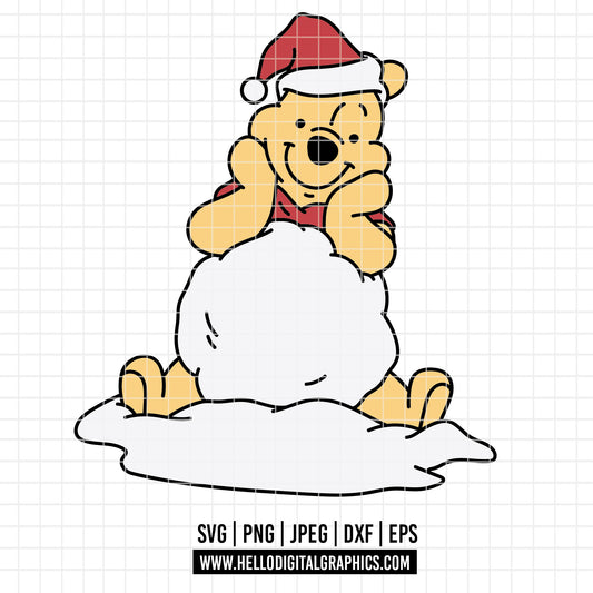 COD4218 - Pooh svg, Winnie Pooh  svg, Winnie Pooh christmas cut file, disney svg, disney christmas svg