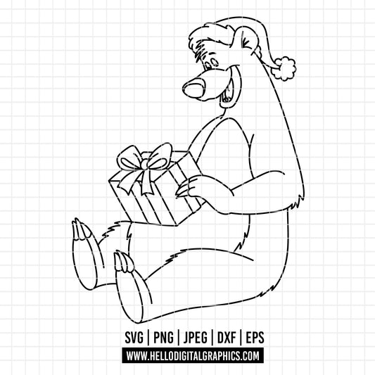 COD4221 - Baloo christmas svg, Jungle Book SVG png dxf clipart , cut file outline silhouette