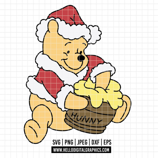 COD4226 - Pooh svg, Winnie Pooh  svg, Winnie Pooh christmas cut file, disney svg, disney christmas svg