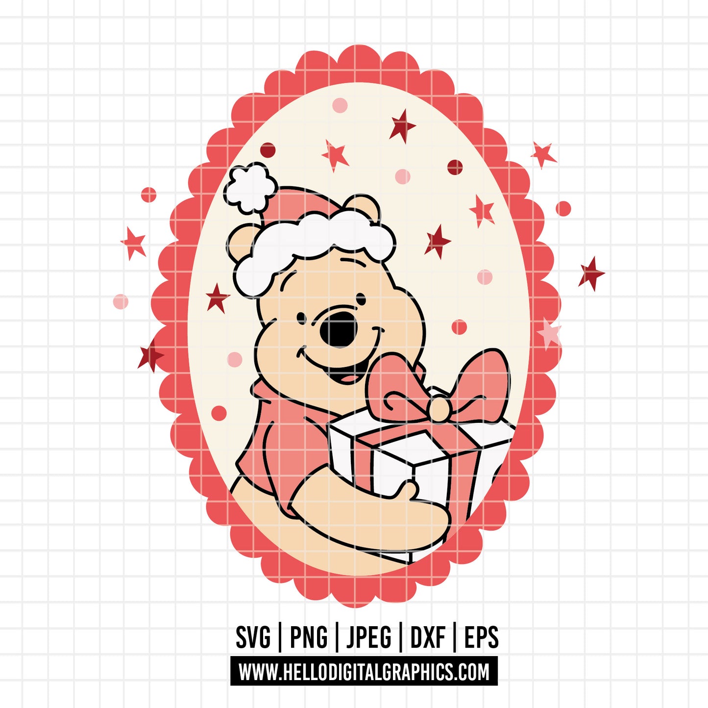 COD4235 - Christmas pooh svg, Winnie Pooh  svg, Winnie Pooh christmas cut file, disney svg, disney christmas svg