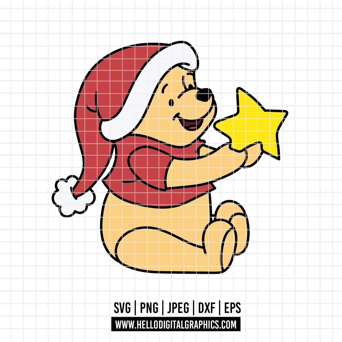 COD4237 - Pooh svg, Winnie Pooh  svg, Winnie Pooh christmas cut file, disney svg, disney christmas svg
