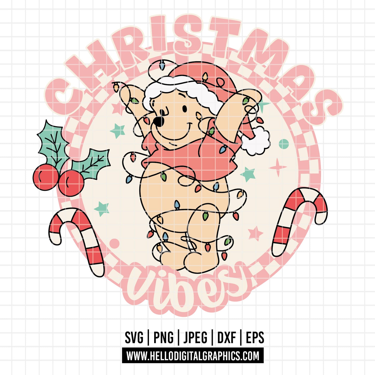 COD4241 - Pooh svg, Winnie Pooh  svg, Winnie Pooh christmas cut file, disney svg, disney christmas svg