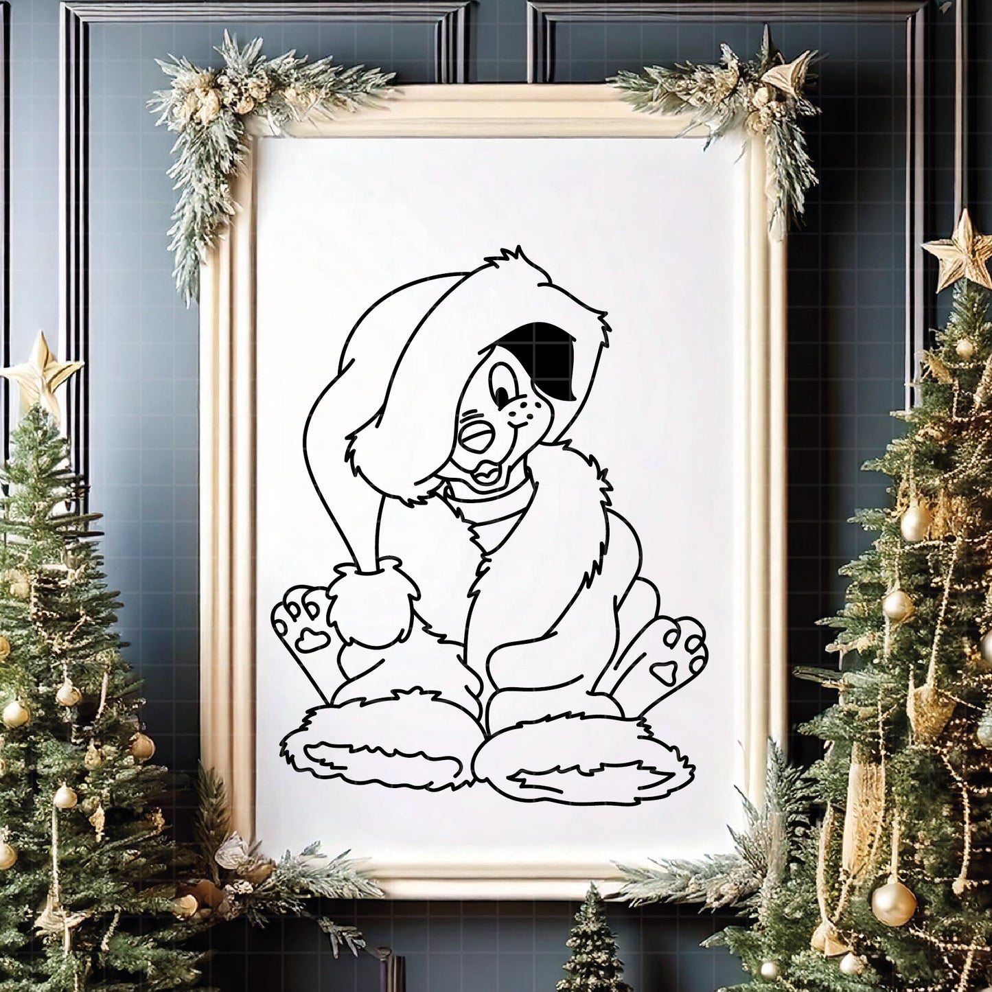 COD4255 - Dalmatian christmas svg, dog svg, 101 dalmatian cut file, puppy outline svg, disney svg