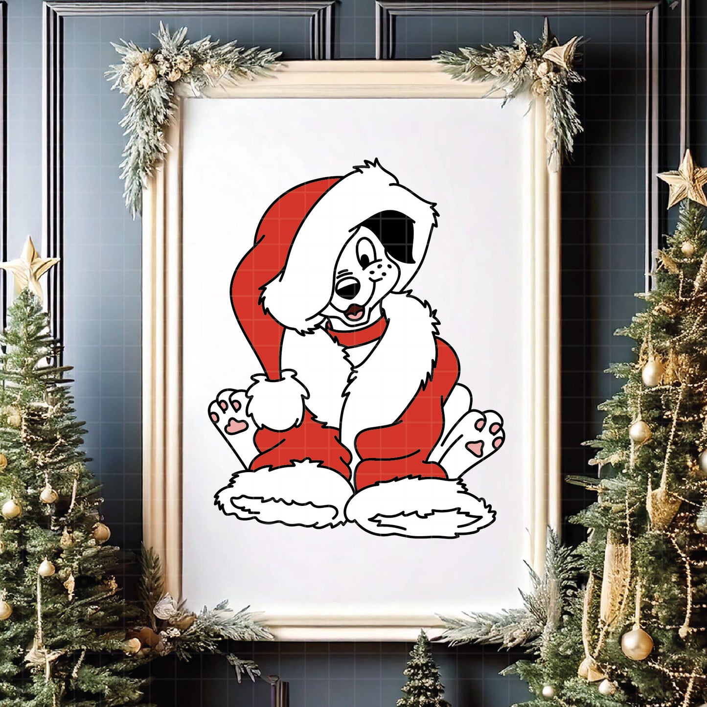 COD4257 - Dalmatian christmas svg, dog svg, 101 dalmatian cut file, puppy outline svg, disney svg