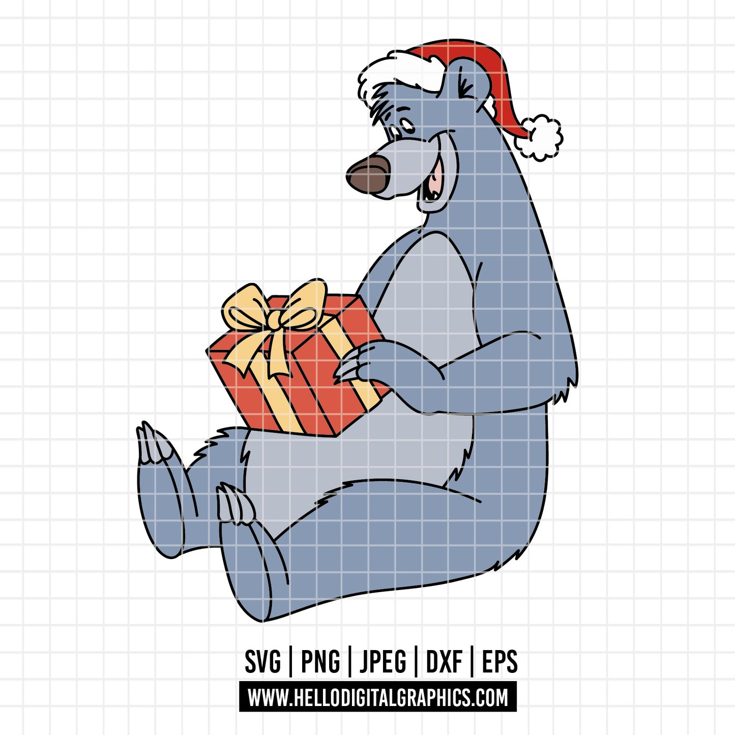 COD4258 - Baloo christmas svg, Jungle Book SVG png dxf clipart , cut file outline silhouette