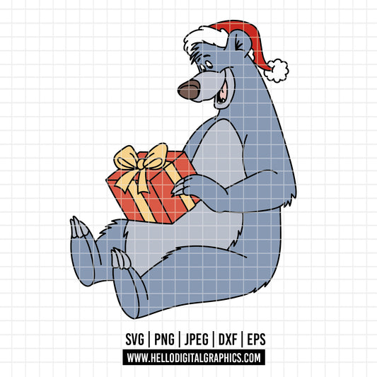 COD4258 - Baloo christmas svg, Jungle Book SVG png dxf clipart , cut file outline silhouette