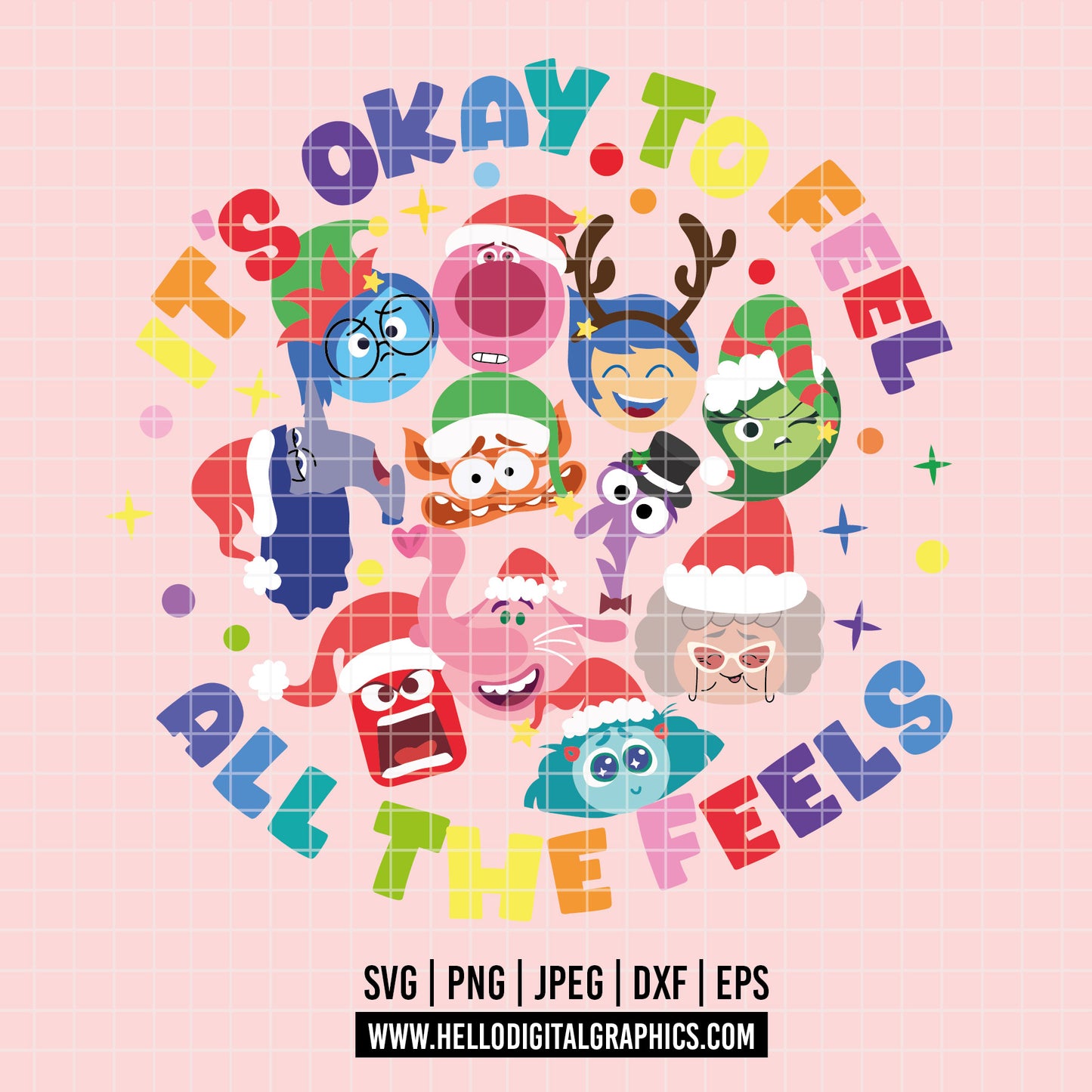 COD4262 - Inside out 2 christmas svg, Anxiety Inside Out 2 svg, Inside Out 2 Clipart, inside out PNG