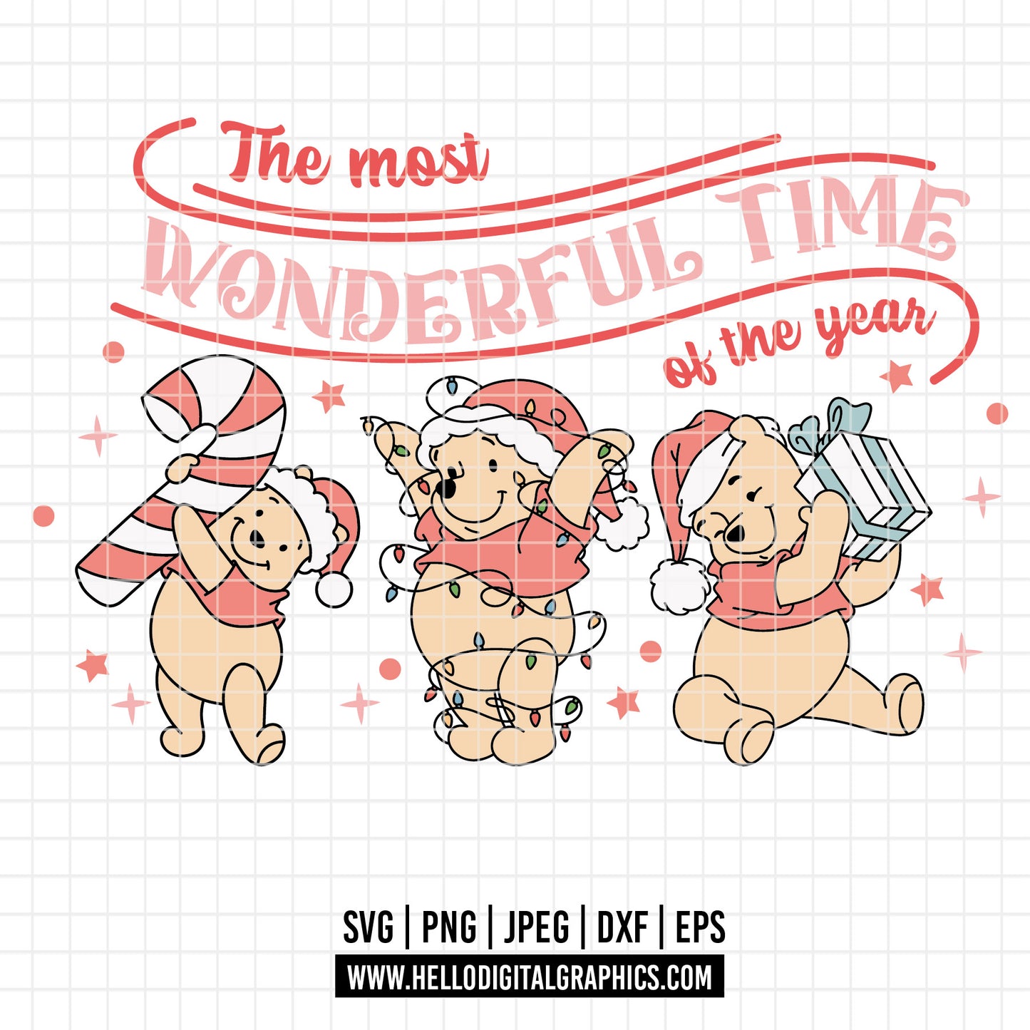 COD4280 - Pooh svg, Winnie Pooh  svg, Winnie Pooh christmas cut file, disney svg, disney christmas svg