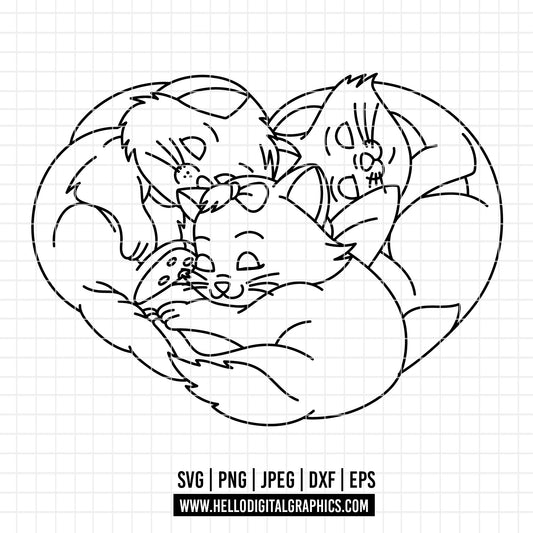 COD4326 - The aristocats SVG, The aristocats clipart vector. Kitten marie, toulouse and berlioz clipart pack bundle svg