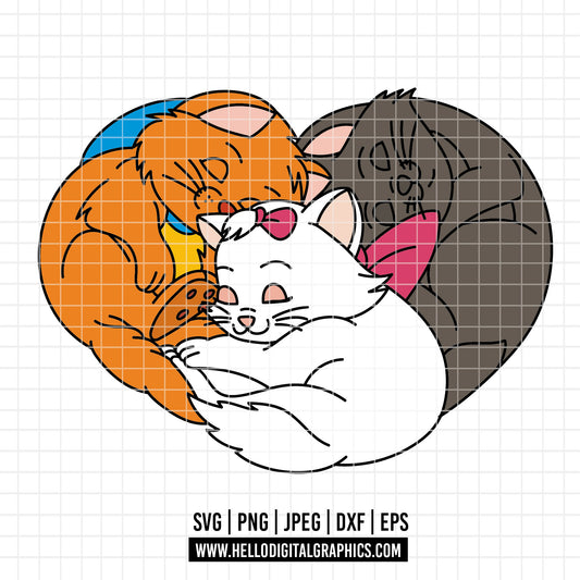 COD4351 - The aristocats SVG, The aristocats clipart vector. Kitten marie, toulouse and berlioz clipart pack bundle svg