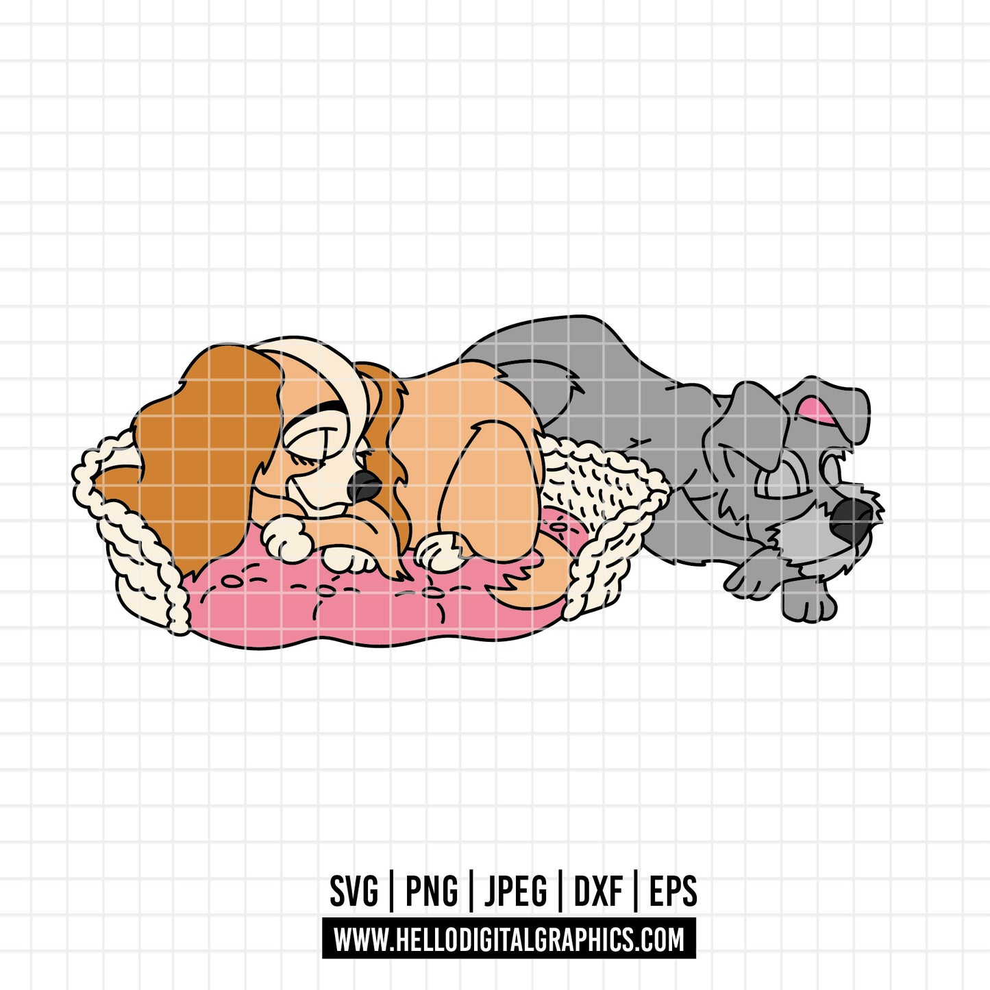 COD4355 - Lady and the Tramp - Digital Download, Instant Download, svg, dxf