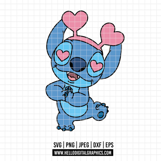 COD4373 - Stitch Valentine's Day svg, Disney svg, Cricut, Silhouette, Ohana means family svg