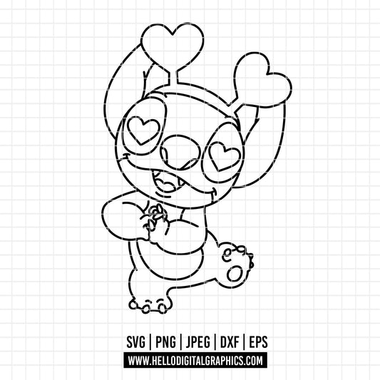 COD4422 - Stitch Valentine's Day svg, Disney svg, Cricut, Silhouette, Ohana means family svg