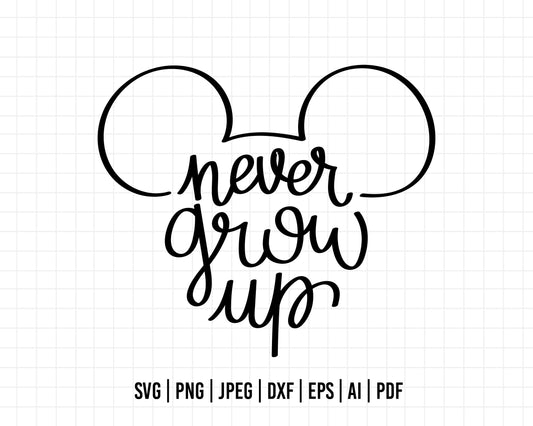 COD448- Never grow up svg, mickey svg, disney svg, magical svg, cricut, silhouette